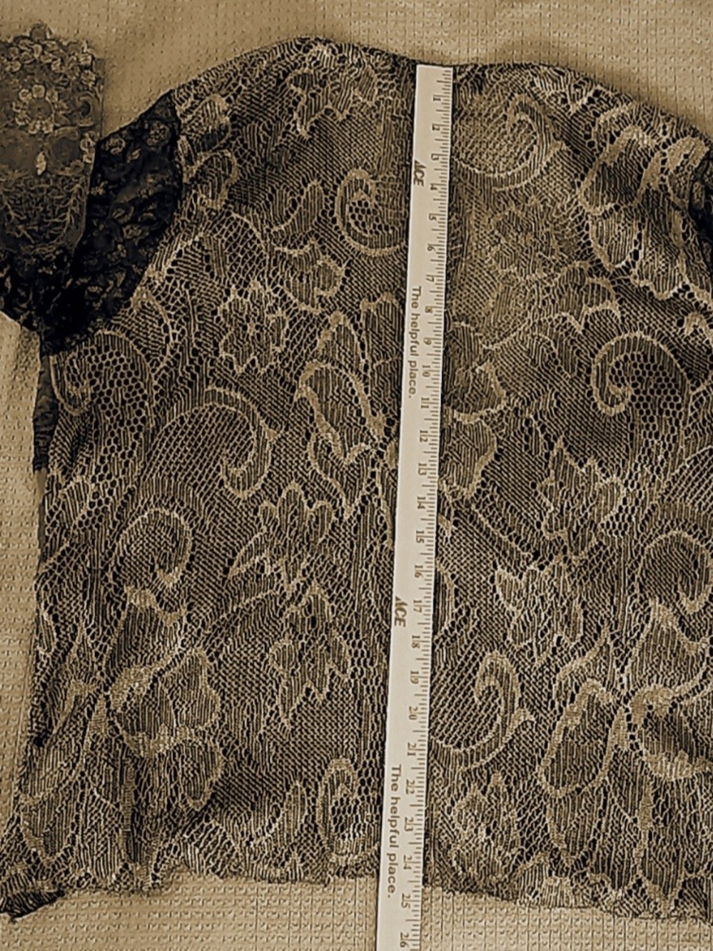 Spencer Alexis Boutique 2-piece Dress\Jacket Brown & Metallic Gold Lace, XL - Picture 6 of 16